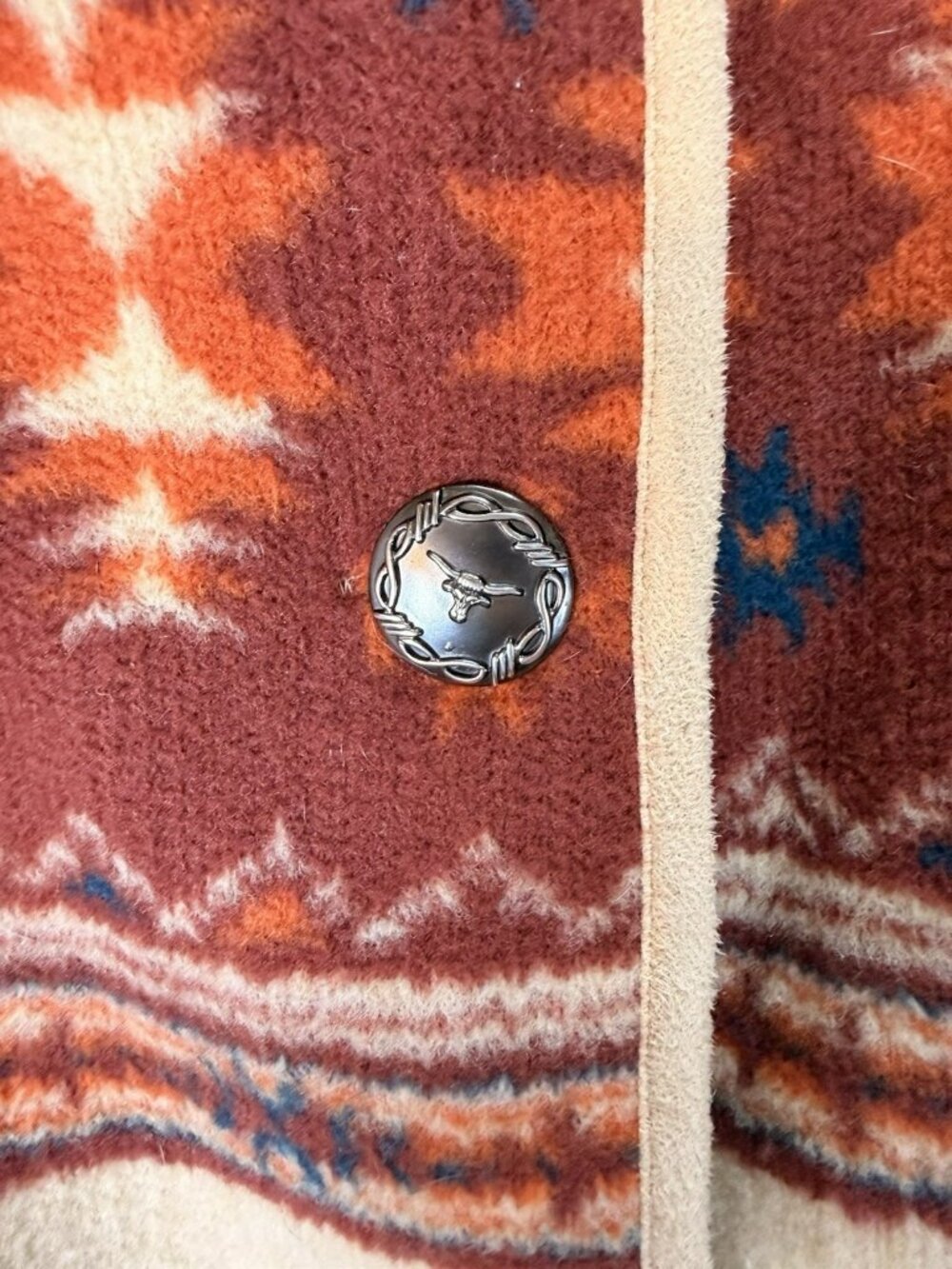 Orvis Womens Medium Southwestern Aztec Fleece Vest Button Front Pockets - Picture 6 of 13